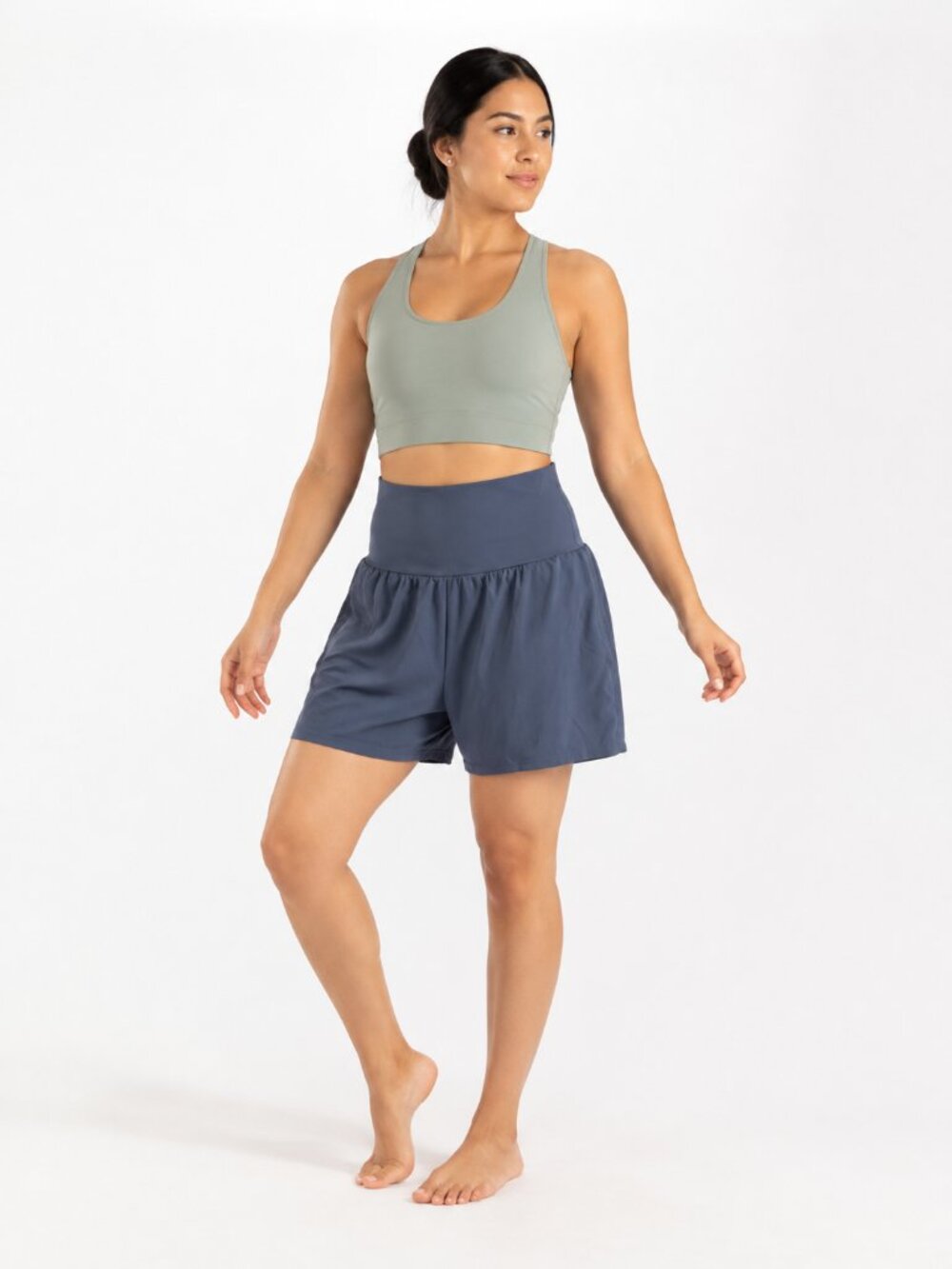 Halara SoftlyZero Airy Super High Waist 2-in-1 Yoga Shorts Slate Blue Size M